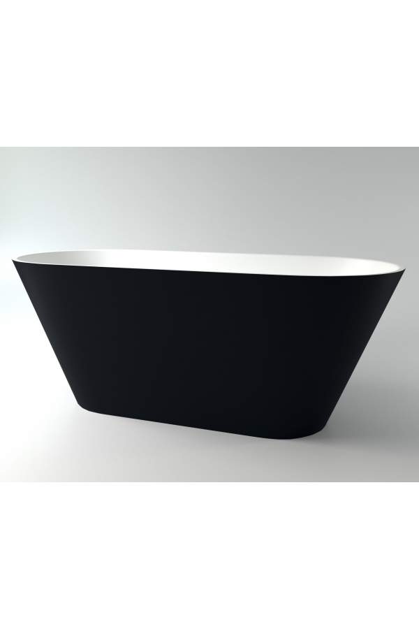 Ванна каменная Holbi Selena 161x68 SD внутри белая, снаружи черная