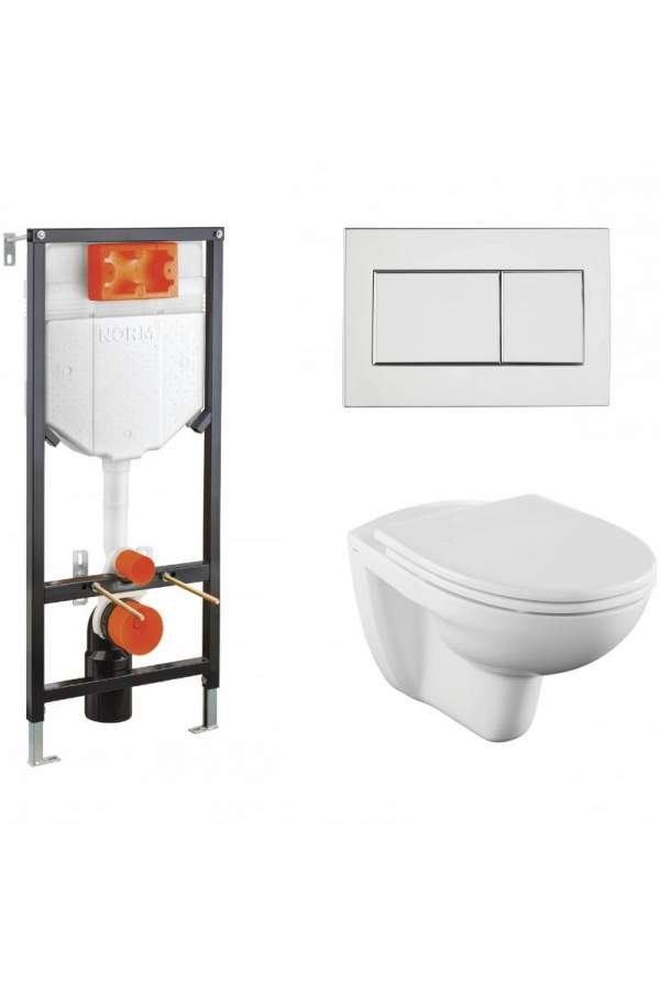 Комплект инсталляции с подвесным унитазом, крышкой и клавишей смыва Vitra Norm Fit L-box 9773B099-7207