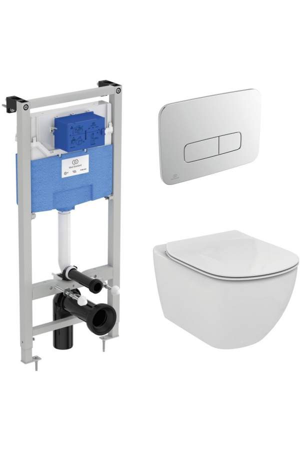 Промокомплект: инсталляция с унитазом Ideal Standard Tesi Aquablade + кнопка Oleas M3 хром S0079R0123AA