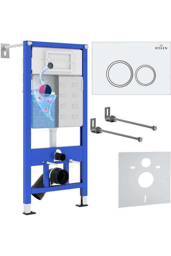Инсталляция Roxen StounFix Dual Fresh 710200 с клавишей смыва Santi 410260W с аромадозатором