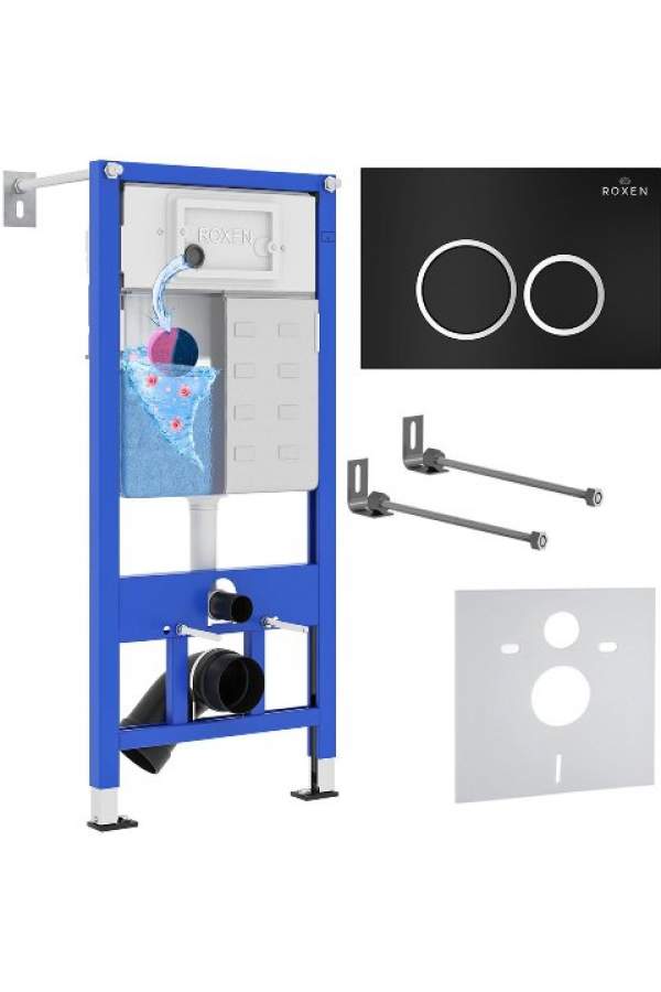 Инсталляция Roxen StounFix Dual Fresh 710200 с клавишей смыва Santi 410260B с аромадозатором