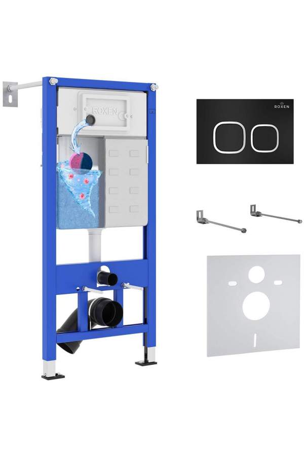 Инсталляция Roxen StounFix Dual Fresh 710200 с клавишей смыва Santi 410280B с аромадозатором