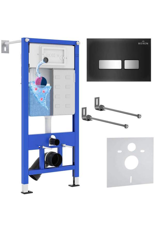 Инсталляция Roxen StounFix Dual Fresh 710200 с клавишей смыва Glass 430280B с аромадозатором