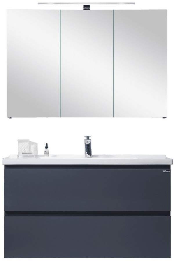 Комплект мебели Orans BC-4023-1000 (тумба с умывальником и шкаф с зеркалом) графитовый матовый