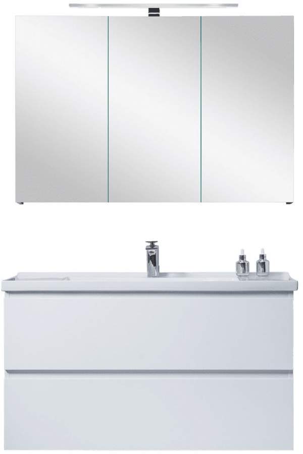 Комплект мебели Orans BC-4023-1000 W (тумба с умывальником и шкаф с зеркалом) белый глянец