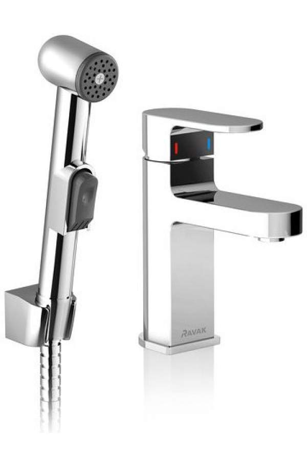 Смеситель для умывальника Ravak Chrome с гигиеническим душем CR 112.00