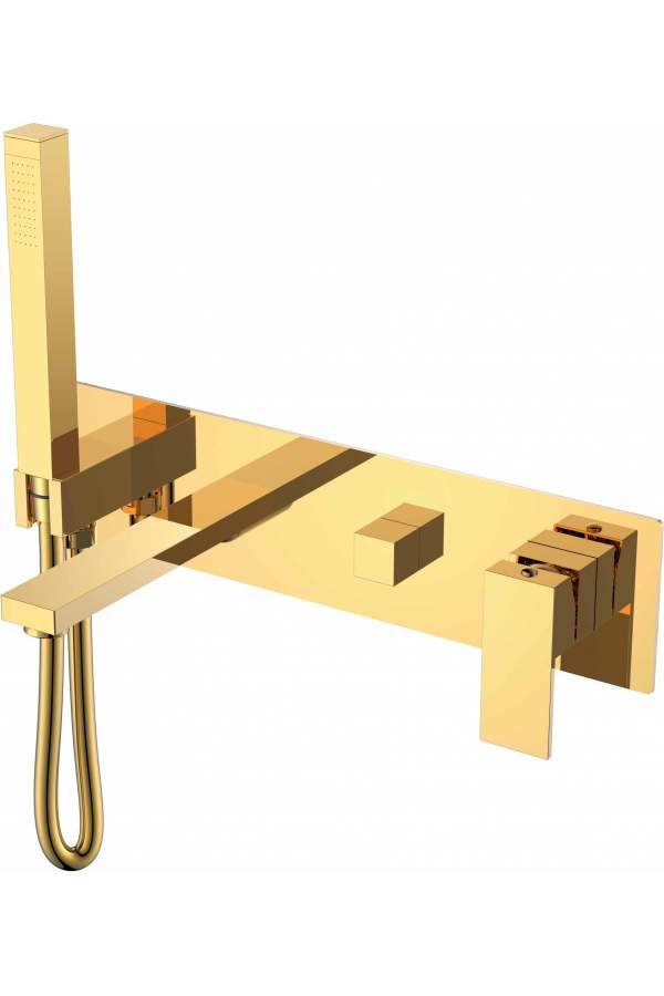 Смеситель скрытого монтажа для ванны Boheme Qubic Gold 474-2-G золото