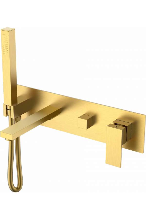Смеситель скрытого монтажа для ванны Boheme Qubic Matt Gold 474-2-MG матовое золото