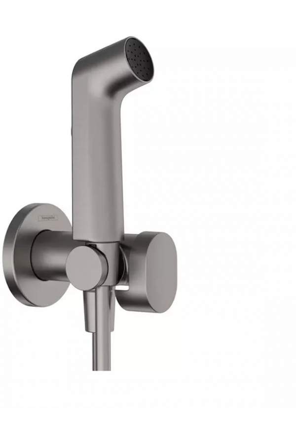 Гигиенический душ с держателем Hansgrohe Bidette S 1jet EcoSmart+ 29232340 шлифованный черный хром