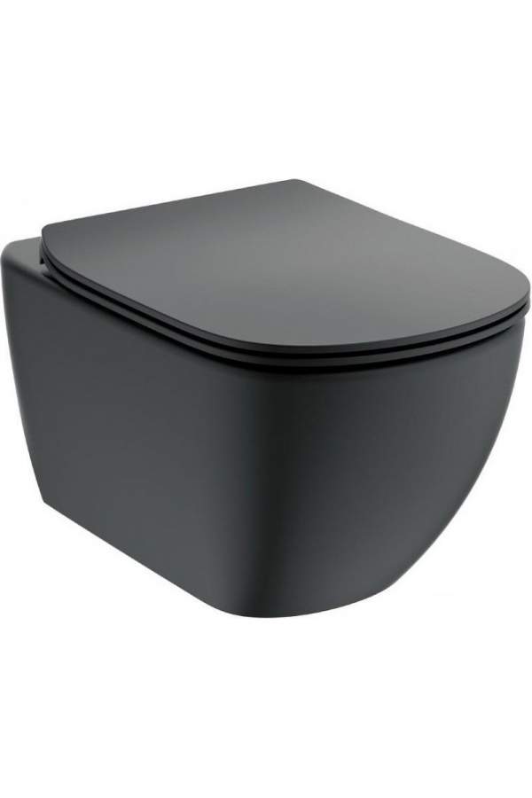 Унитаз подвесной Ideal Standard Tesi AQUABLADE 36,5x53,5 сиденье Silk Black, Slim SoftClose, черный