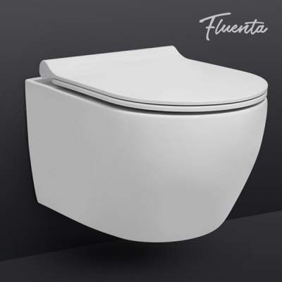Унитаз подвесной Pestan Fluenta 49x35,5 Turbo 360°, с пневмокрышкой, 40013803 + 40013801