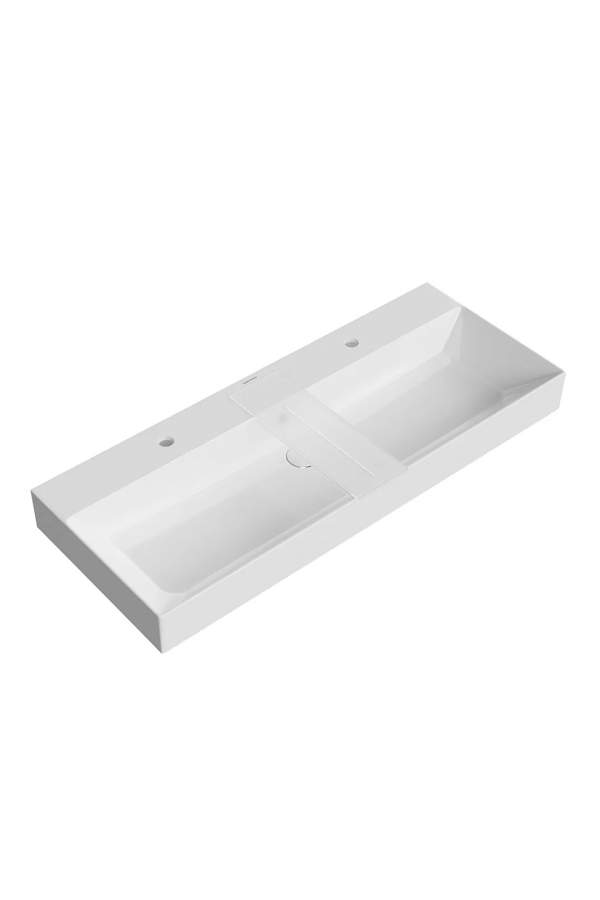Раковина Kerama Marazzi GRANDE мебельная/подвесная 120 c двумя отверстиями под смесители, белая глянцевая