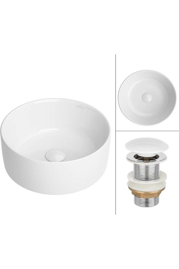 Умывальник Roxen Debba 570115 40x40 с донным клапаном PD01W белый