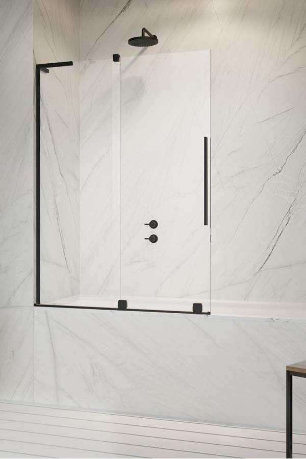 Шторка на ванну Radaway Furo SL Black PND II Left 100x150 стекла прозрачные, профиль черный