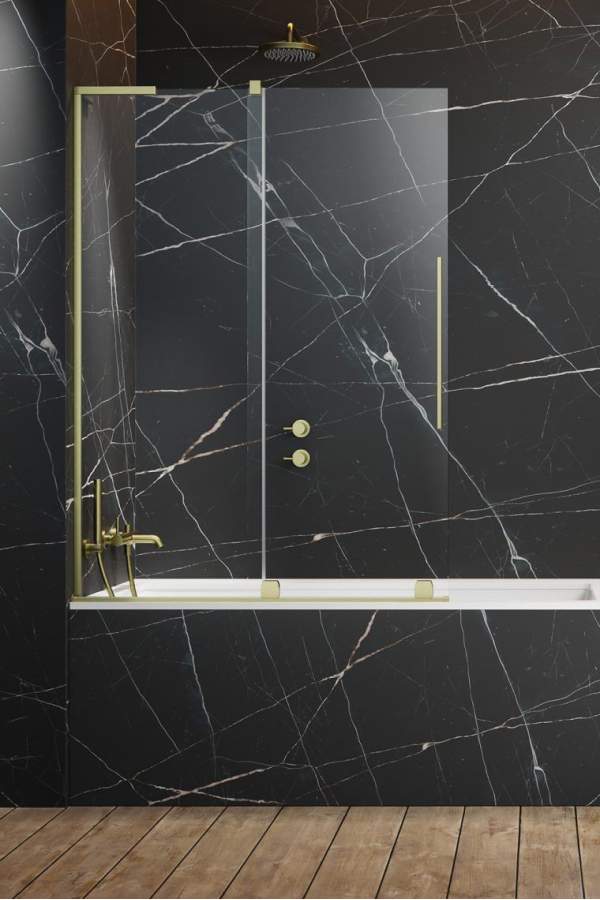 Шторка на ванну Radaway Furo SL Brushed Gold PND II Left 120x150 стекла прозрачные, профиль брашированное золото