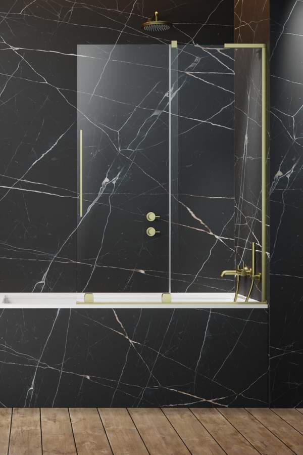 Шторка на ванну Radaway Furo SL Brushed Gold PND II Right 120x150 стекла прозрачные, профиль брашированное золото