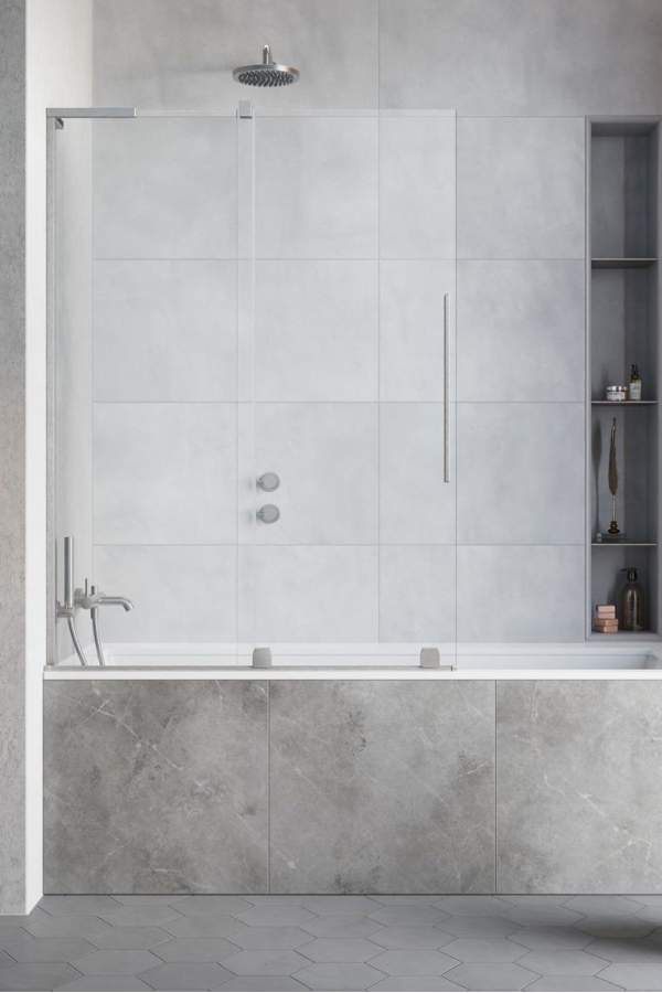 Шторка на ванну Radaway Furo SL Brushed Nickel PND II Left 100x150 стекла прозрачные, профиль брашированный никель