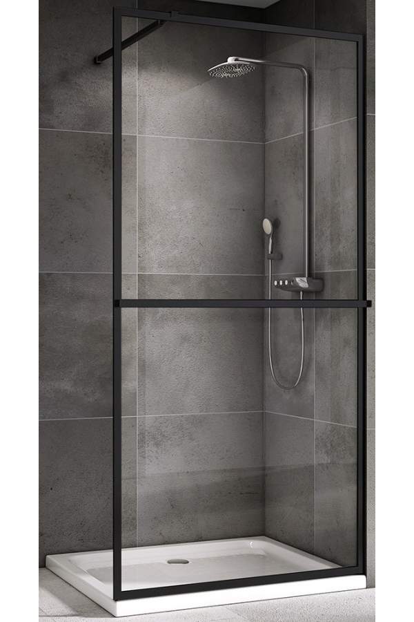 Душевой уголок ABBER Immer Offen AG60100B8 Walk-In 100x200 прозрачные стекла / черный профиль