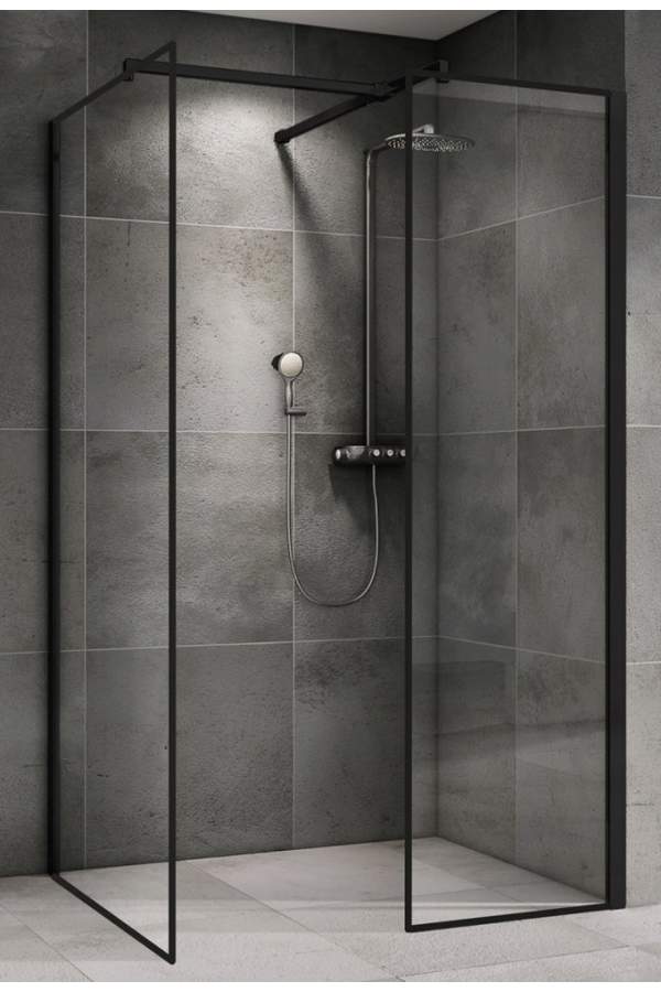Душевой уголок ABBER Immer Offen AG67129B Walk-In 120x90x200 прозрачные стекла / черный профиль