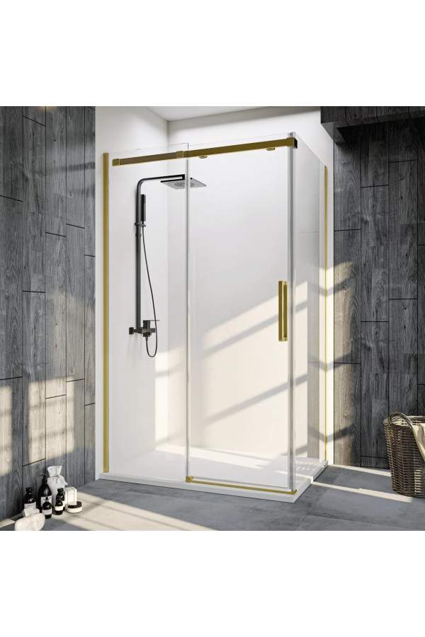 Душевой уголок Veconi Rovigo RV-070G 140x90 прозрачные стекла, профиль золото