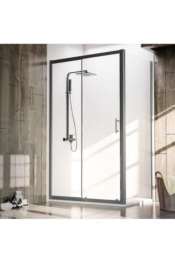 Душевой уголок Veconi Rovigo RV-072B 120x100 стекла прозрачные, профиль черный