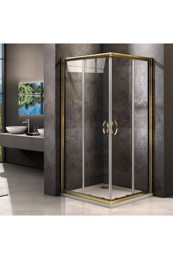 Душевой уголок GoodDoor JAZZ CR-80-C-G 80x80 стекла прозрачные, профиль золото