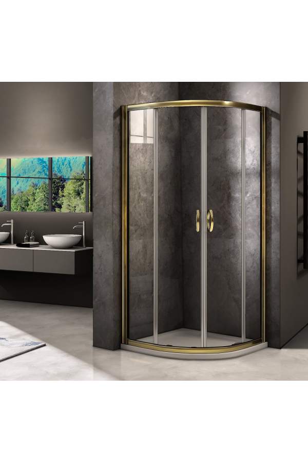 Душевой уголок GoodDoor JAZZ R-120-C-G 80x120 стекла прозрачные, профиль золото
