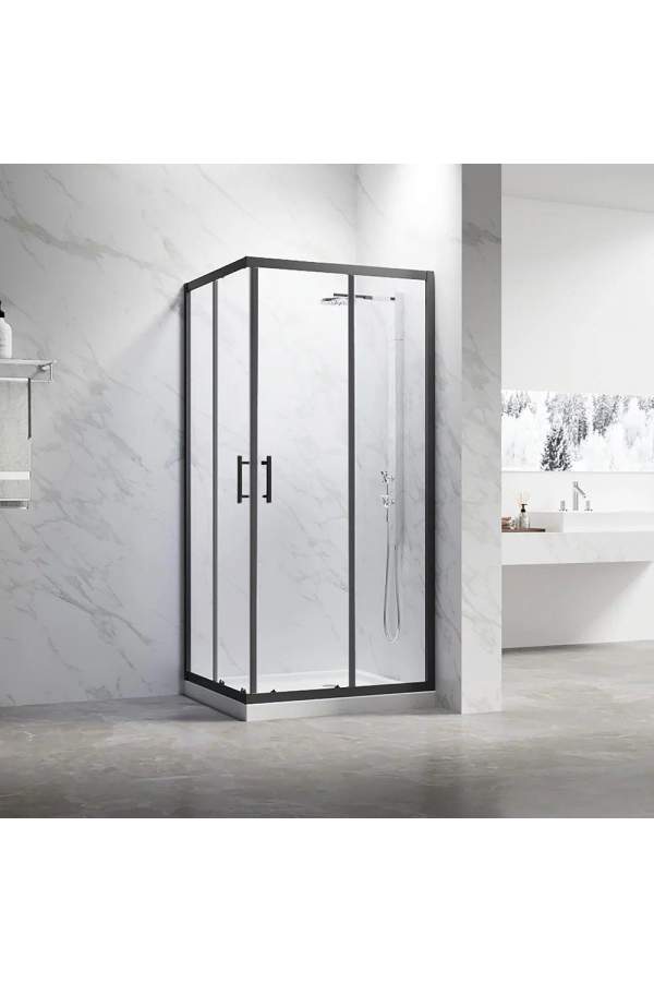 Душевой уголок Veconi Rovigo RV-27B 80x80 прозрачные стекла, профиль черный