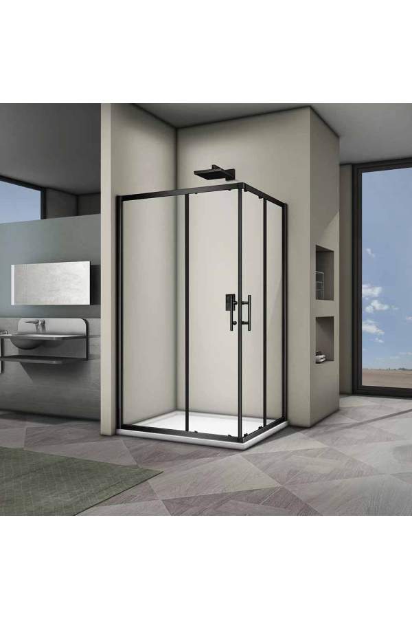 Душевой уголок Veconi RV30B-10090-01-C3 100x90 стекла прозрачные, профиль черный