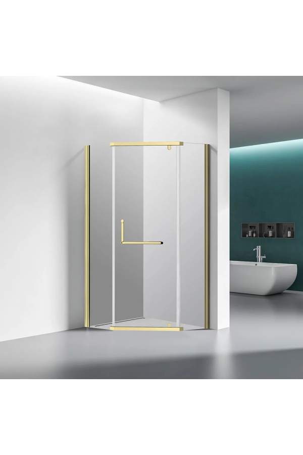 Душевой уголок Veconi RV36G 80x80 стекла прозрачные, профиль золото
