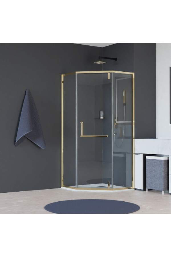 Душевой уголок RGW HO-084Gb 100x100 прозрачное стекло / профиль золото браш