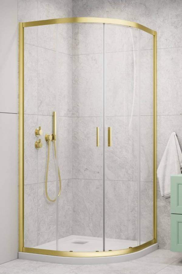 Душевой уголок Radaway Alienta Brushed Light Gold A 80x80 стекла прозрачные, профиль брашированное светлое золото