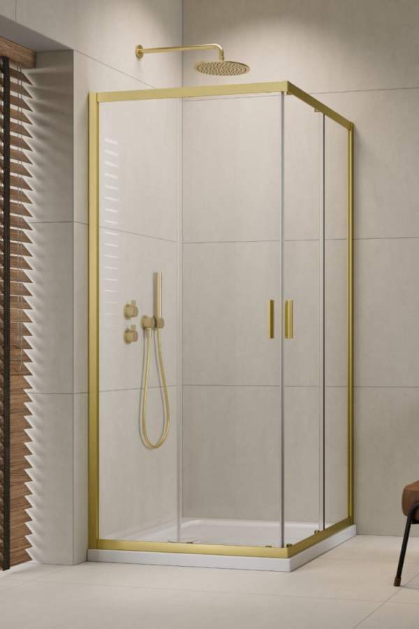 Душевой уголок Radaway Alienta Brushed Light Gold D 80x100 стекла прозрачные, профиль брашированное светлое золото