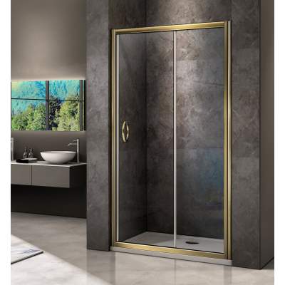 Душевая дверь GoodDoor JAZZ WTW-110-C-G 110x185 стекла прозрачные, профиль золото