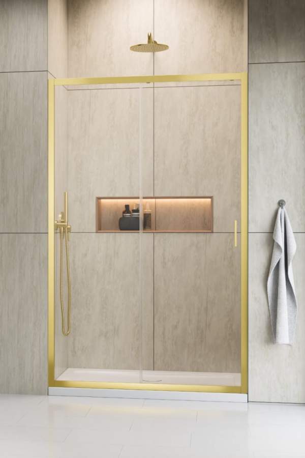 Душевая дверь Radaway Alienta Brushed Light Gold DWJ 100x190 стекла прозрачные, профиль брашированное светлое золото