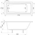 Ванна акриловая Ravak Set Domino Plus 170x75 с ножками и сифоном