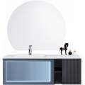 Комплект мебели Orans BC-9013-1200L (тумба с умывальниками и зеркало) matt deep ocean