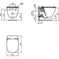 Унитаз подвесной Ideal Standard Tesi AQUABLADE 36,5x53,5 сиденье Slim SoftClose, белый